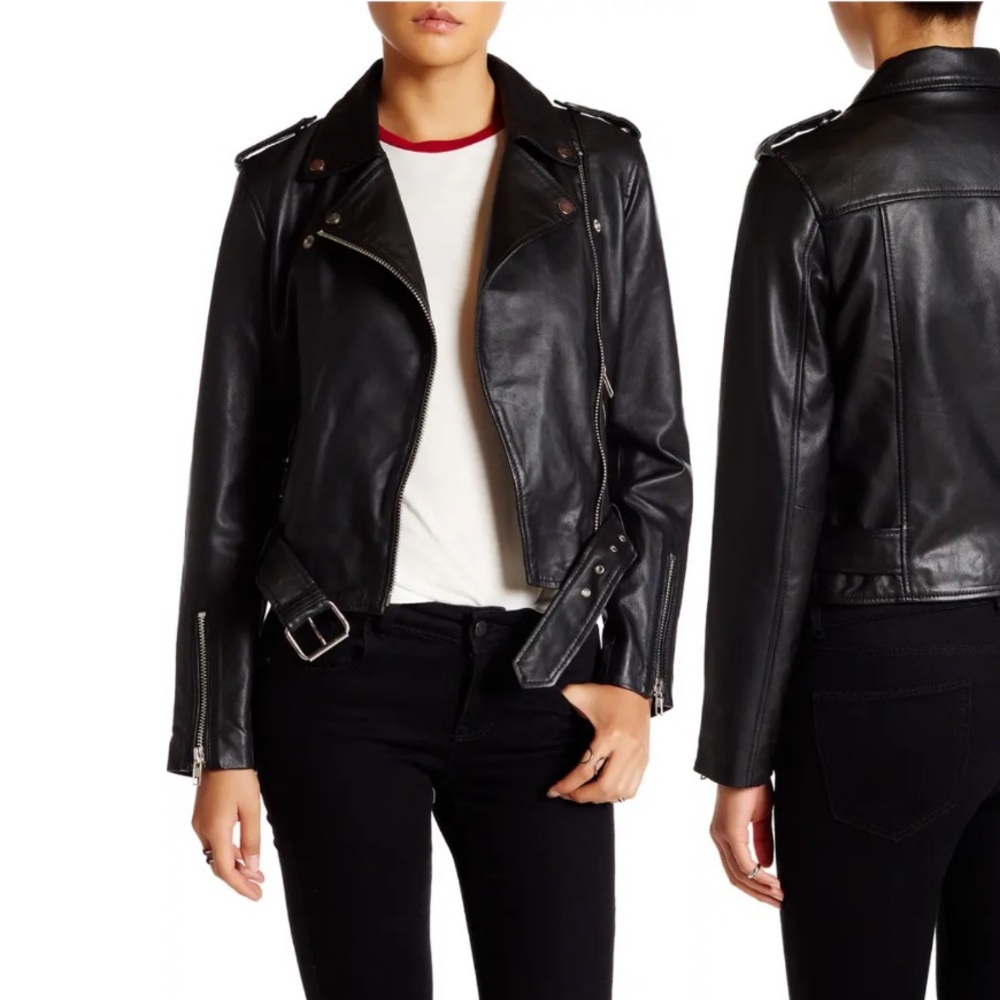 Walter Baker Allison Black Lamb Leather Moto Jacket Sz Small Brand New With Tags